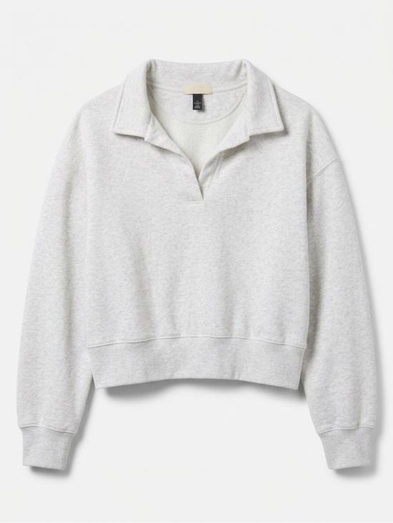 Universal Thread Tops - Universal Thread Light Heather Gray Collared Pullover Sweatshirt